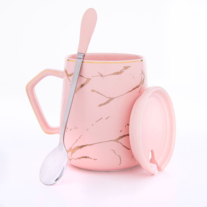 Buy Goldira Glam Pink Mug And Tray (400 ML) - Five Piece Set Tea Set & Tea Pots from Vaaree