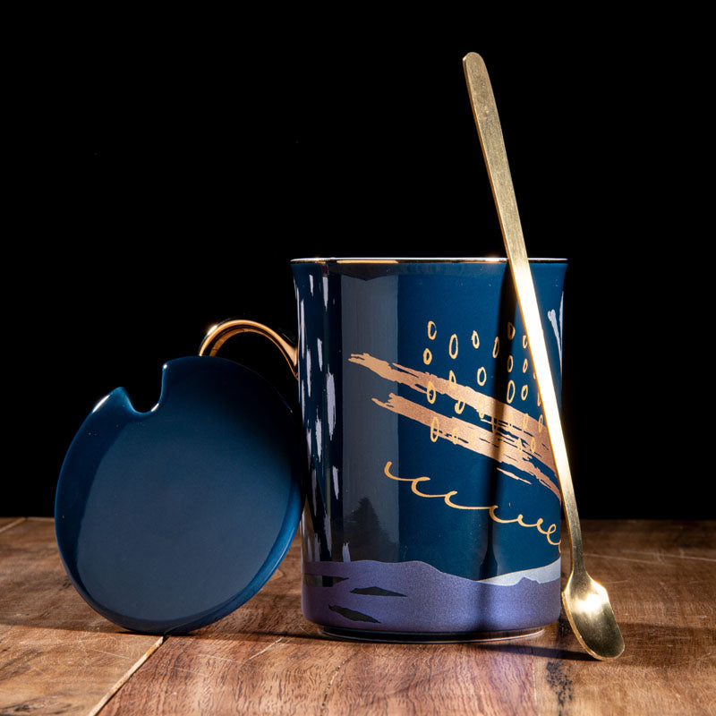 Buy Alessi Abstract Blue Mug (250 ML) - Three Piece Set Mug & Tea Cup from Vaaree