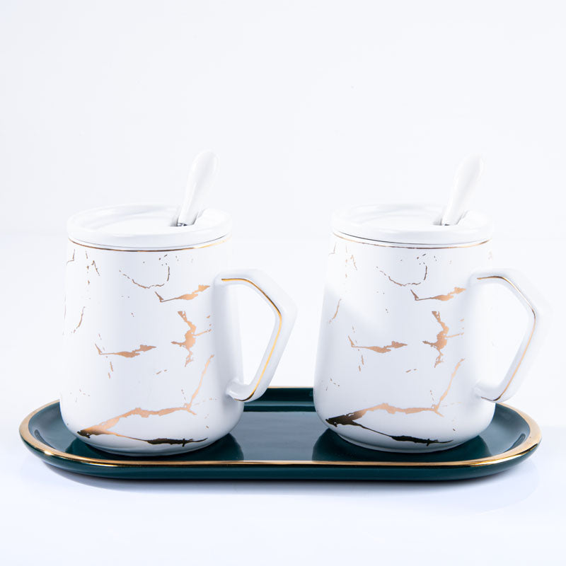 Buy Goldira Glam White Mug (400 ML) - Five Piece Set Tea Set & Tea Pots from Vaaree