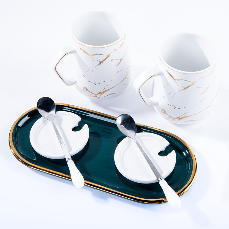 Buy Goldira Glam White Mug (400 ML) - Five Piece Set Tea Set & Tea Pots from Vaaree