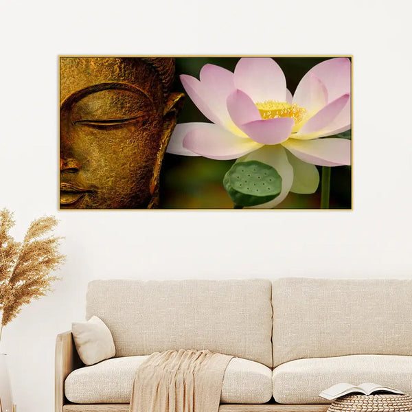 Buy Lord Buddha With Serene Lotus Wall Painting Wall Art & Paintings from Vaaree