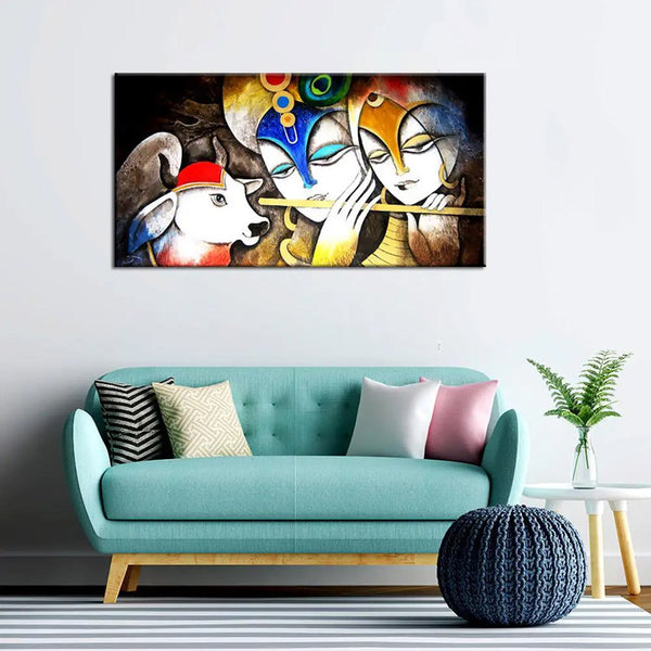 Buy Radha Krishna Nandi Wall Painting Wall Art & Paintings from Vaaree