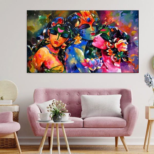 Buy Vibrant Radha Krishna Gopis Wall Painting Wall Art & Paintings from Vaaree