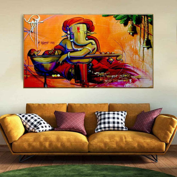 Buy Ganesha Veena Wall Painting Wall Art & Paintings from Vaaree