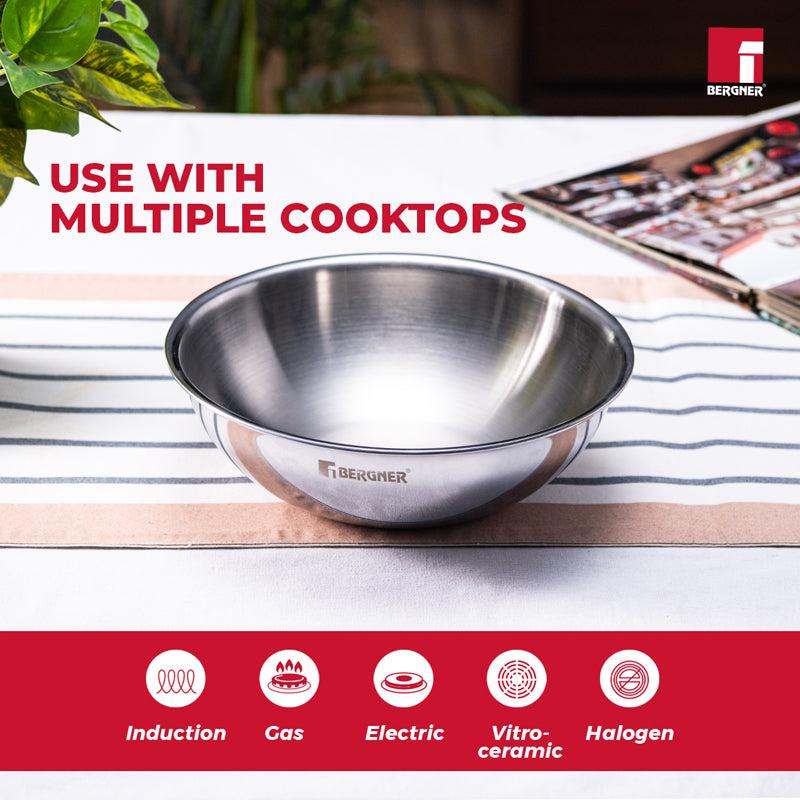 Buy Bergner Tripro Triply Stainless Steel Cook and Serve Tasra With Lid - 3000 ML Bowl from Vaaree