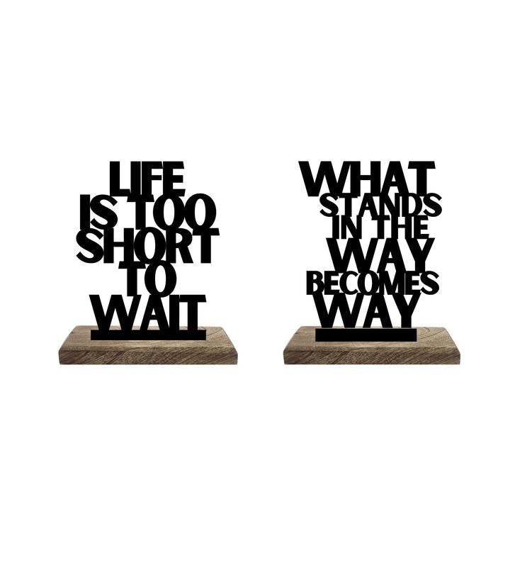 Buy Short Life Big Moves Typography Showpiece - Set Of Two Showpieces from Vaaree