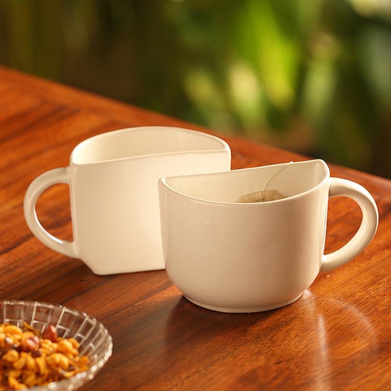 Buy The Better Half White Cup (130 ML) - Set Of Two Tea Cup & Saucer from Vaaree