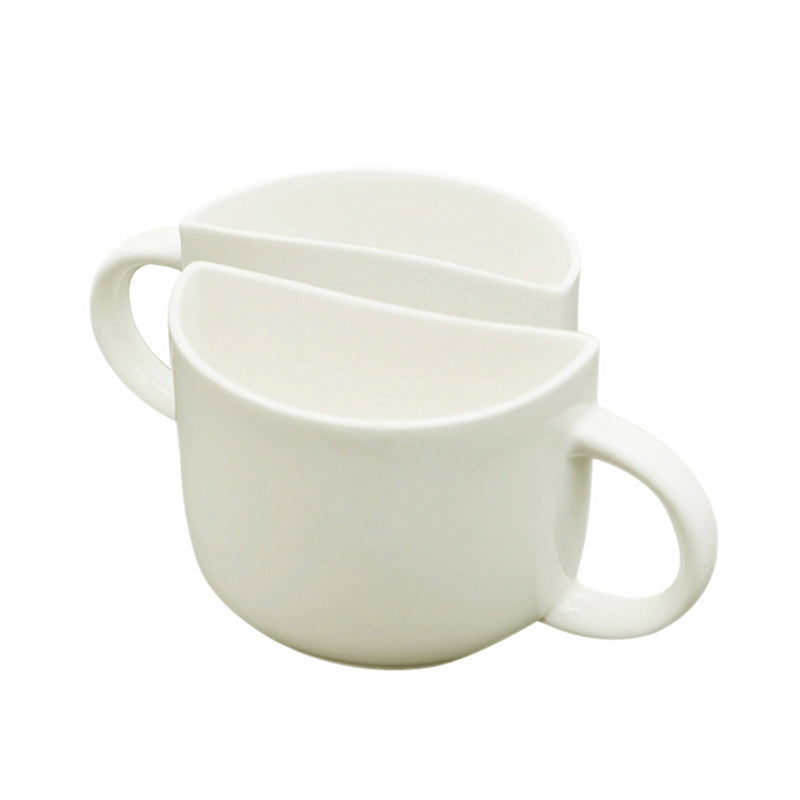 Buy The Better Half White Cup (130 ML) - Set Of Two Tea Cup & Saucer from Vaaree