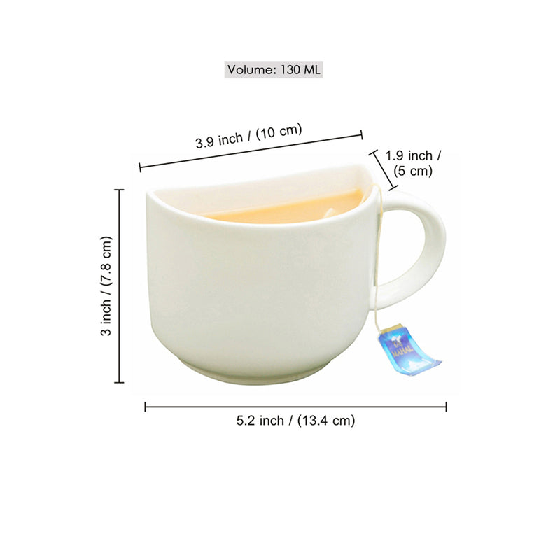 Buy The Better Half White Cup (130 ML) - Set Of Two Tea Cup & Saucer from Vaaree