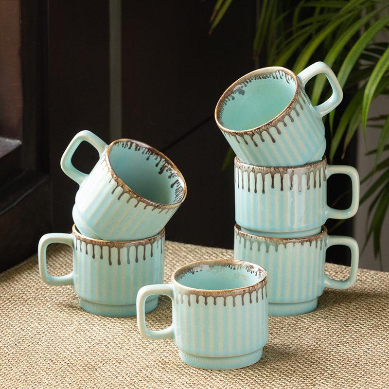 Buy Corale Ceramic Cup (160 ML) - Set Of Six Tea Cup & Saucer from Vaaree