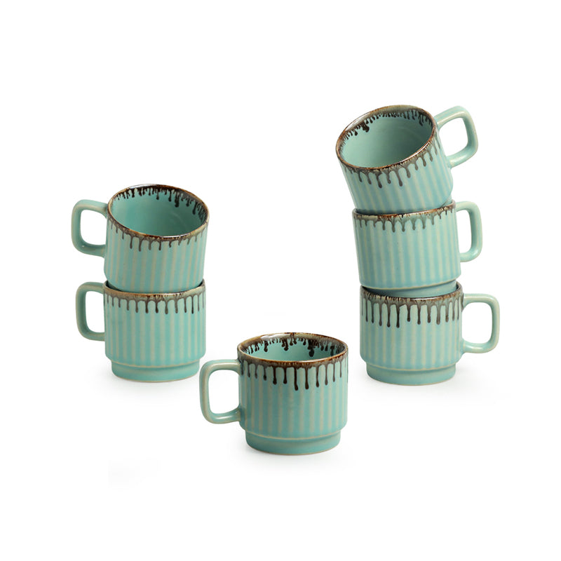 Buy Corale Ceramic Cup (160 ML) - Set Of Six Tea Cup & Saucer from Vaaree