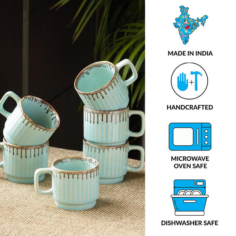 Buy Corale Ceramic Cup (160 ML) - Set Of Six Tea Cup & Saucer from Vaaree