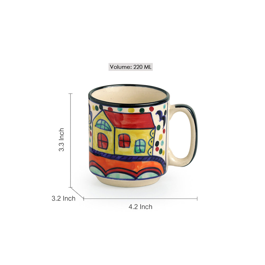 Buy Sweet Home Handpainted Cup (220 ML) - Set Of Twelve Tea Cup & Saucer from Vaaree