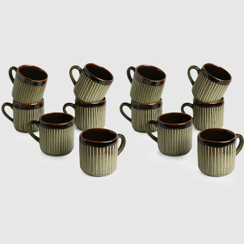 Buy Stripe Seina Cup (170 ML) - Set Of Twelve Tea Cup & Saucer from Vaaree