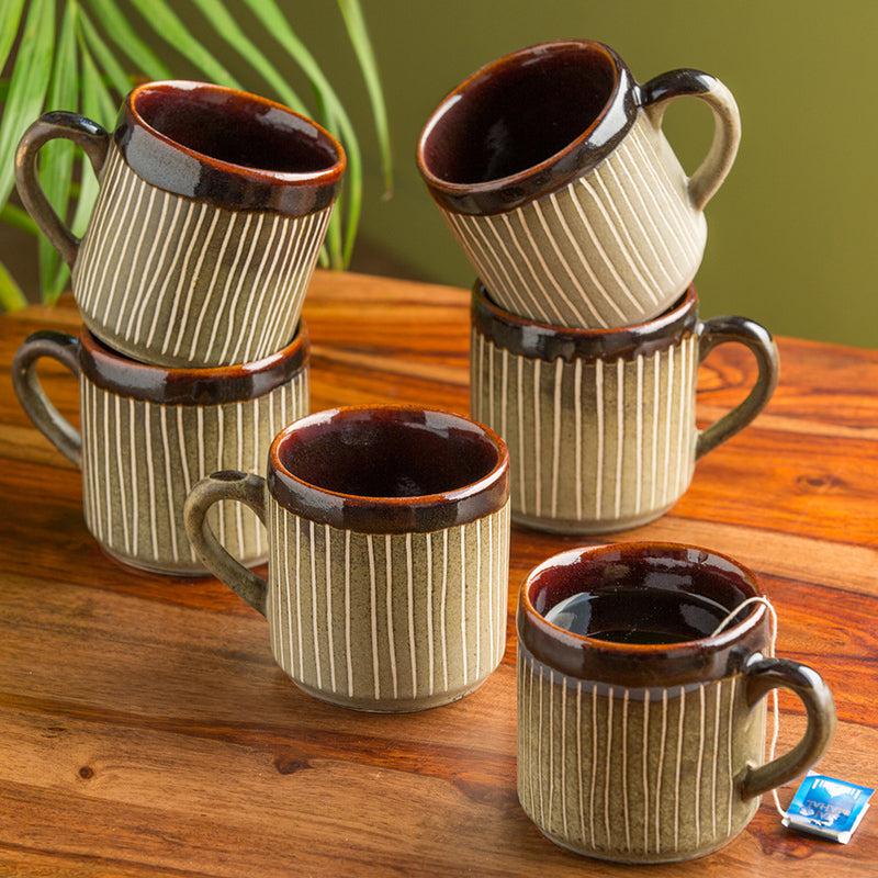 Buy Stripe Seina Cup (170 ML) - Set Of Twelve Tea Cup & Saucer from Vaaree