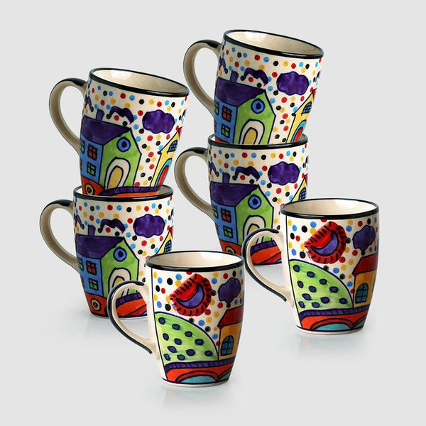 Buy Sweet Home Handpainted Mug (270 ML) - Set Of Six Mugs from Vaaree