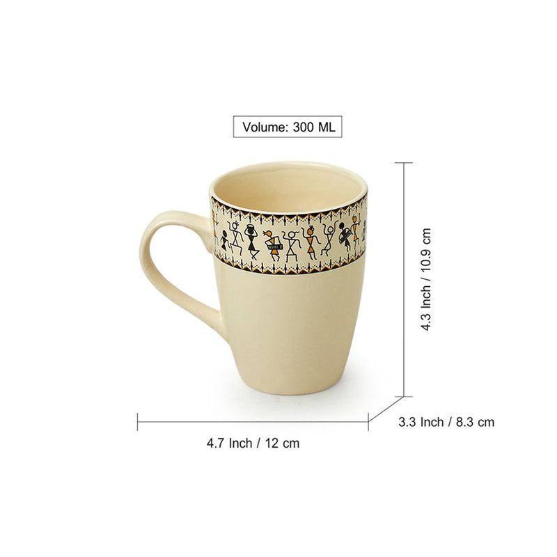 Buy Wise Warli Handpainted Mug (300 ML) - Set Of Six Mugs from Vaaree