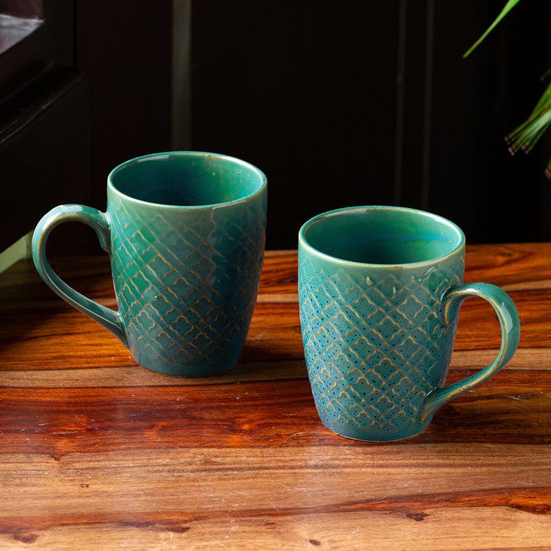 Buy Saphine Teal Ceramic Mug (300 ML) - Set Of Six Mugs from Vaaree