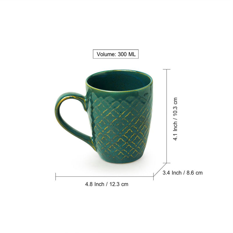 Buy Saphine Teal Ceramic Mug (300 ML) - Set Of Six Mugs from Vaaree