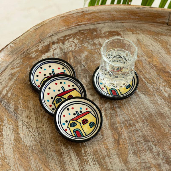 Buy Sweet Home Handpainted Coaster - Set Of Four Coasters from Vaaree