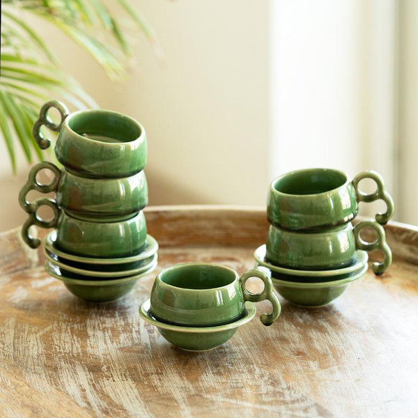 Buy Eita Jade Hand Glazed Cup (120 ML) - Twelve Piece Set Tea Cup & Saucer from Vaaree