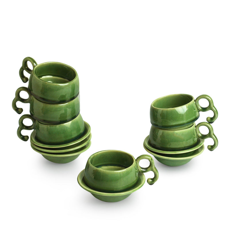 Buy Eita Jade Hand Glazed Cup (120 ML) - Twelve Piece Set Tea Cup & Saucer from Vaaree