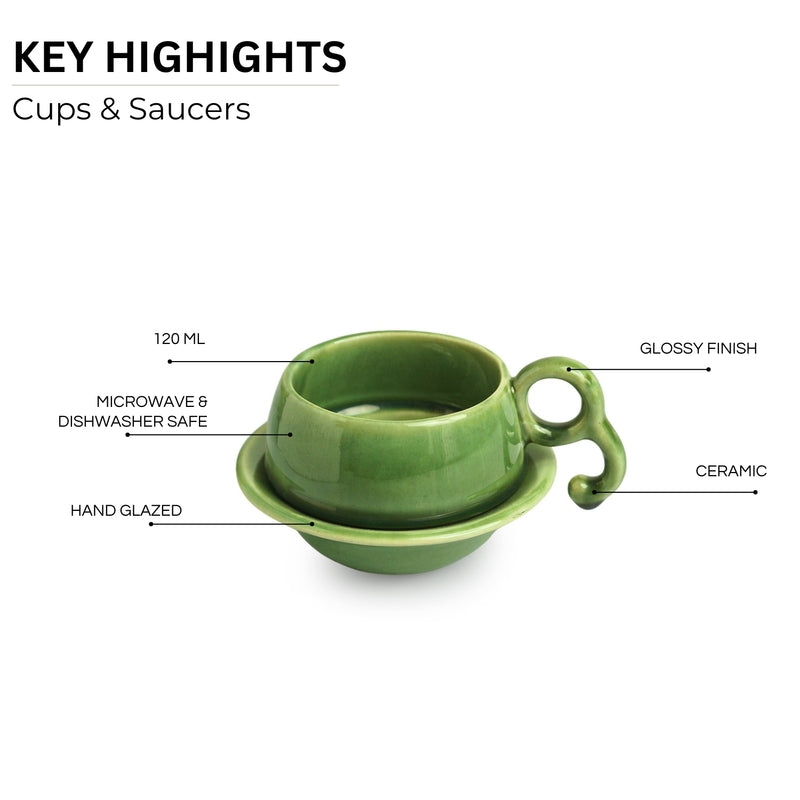 Buy Eita Jade Hand Glazed Cup (120 ML) - Twelve Piece Set Tea Cup & Saucer from Vaaree