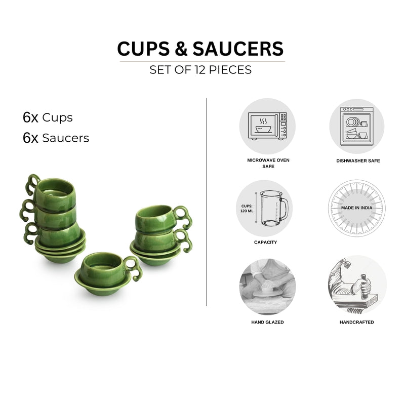 Buy Eita Jade Hand Glazed Cup (120 ML) - Twelve Piece Set Tea Cup & Saucer from Vaaree