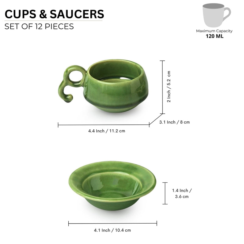 Buy Eita Jade Hand Glazed Cup (120 ML) - Twelve Piece Set Tea Cup & Saucer from Vaaree