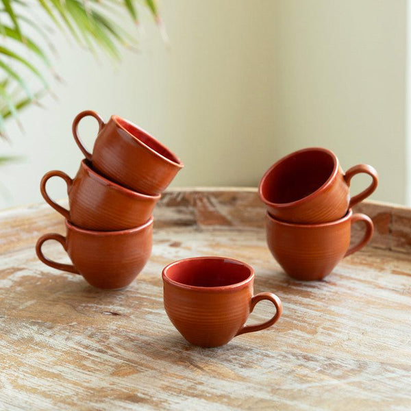 Buy Terra Ceramic Cup (120 ML) - Set Of Six Tea Cup & Saucer from Vaaree