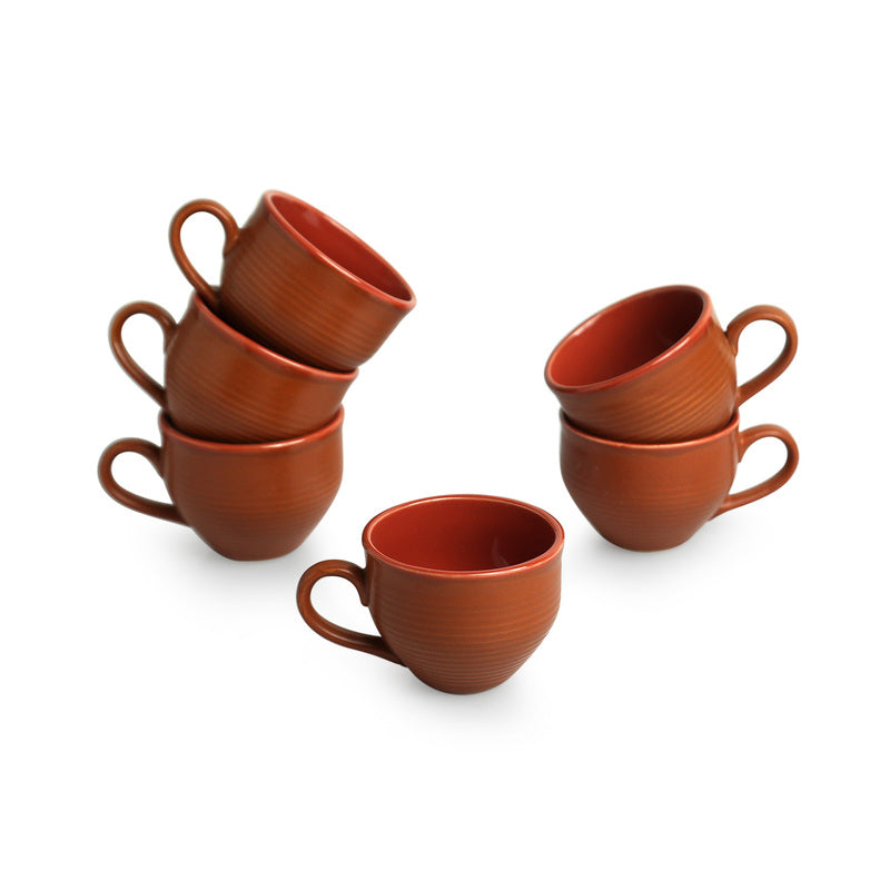 Buy Terra Ceramic Cup (120 ML) - Set Of Six Tea Cup & Saucer from Vaaree