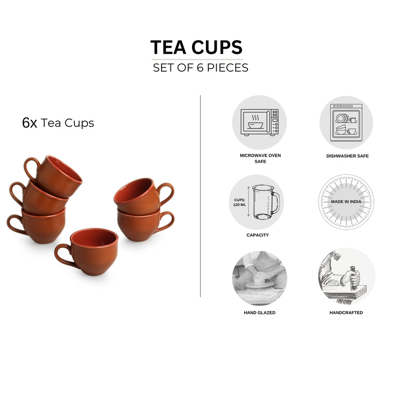 Buy Terra Ceramic Cup (120 ML) - Set Of Six Tea Cup & Saucer from Vaaree