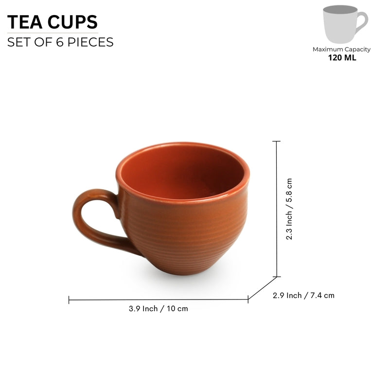 Buy Terra Ceramic Cup (120 ML) - Set Of Six Tea Cup & Saucer from Vaaree