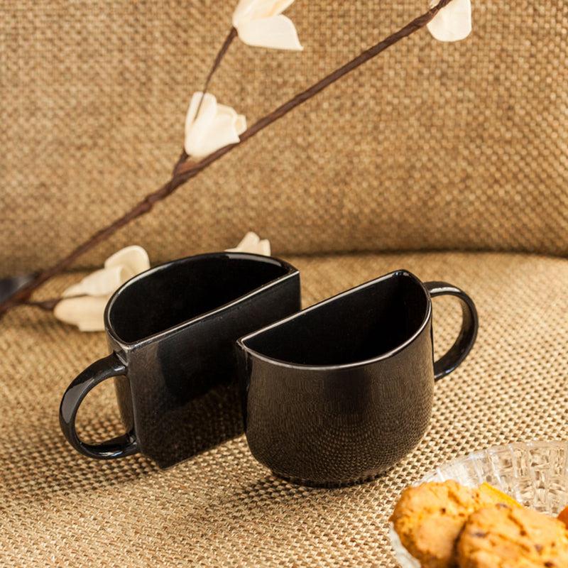 Buy The Better Half Black Cup (130 ML) - Set Of Two Tea Cup & Saucer from Vaaree