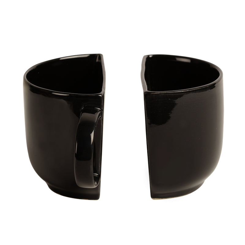 Buy The Better Half Black Cup (130 ML) - Set Of Two Tea Cup & Saucer from Vaaree