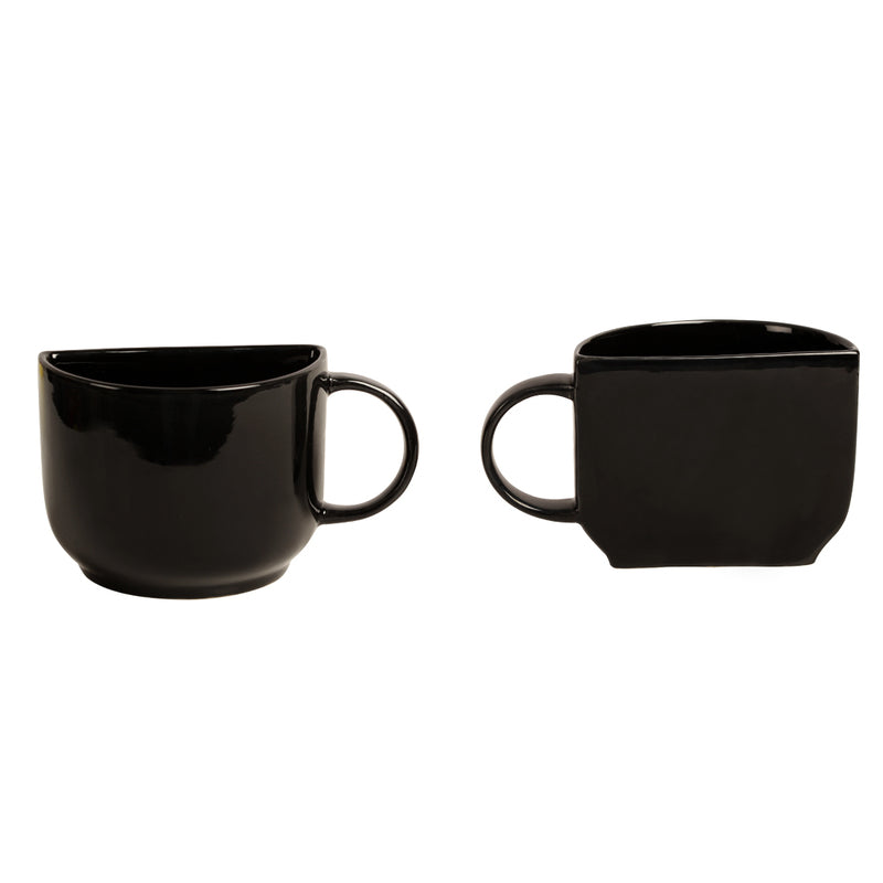 Buy The Better Half Black Cup (130 ML) - Set Of Two Tea Cup & Saucer from Vaaree