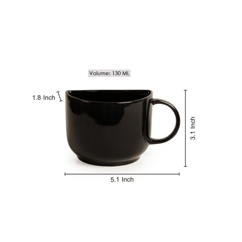 Buy The Better Half Black Cup (130 ML) - Set Of Two Tea Cup & Saucer from Vaaree