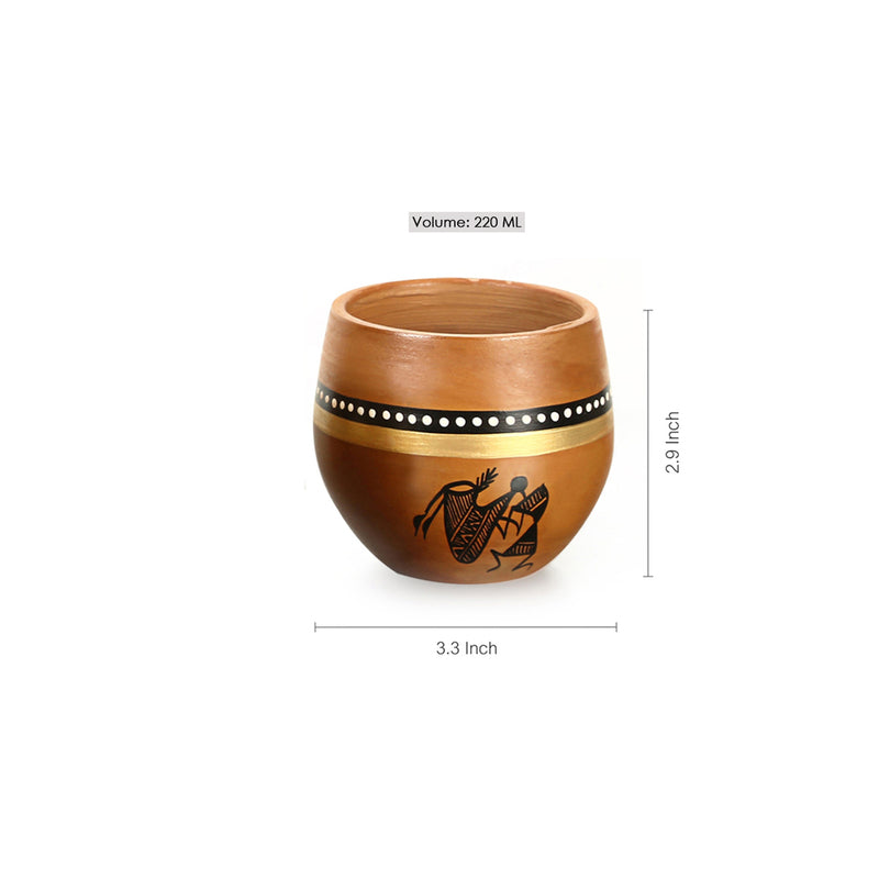 Buy Warli Mesmerize Handpainted Kulhad (220 ML) - Set Of Four Kullads from Vaaree