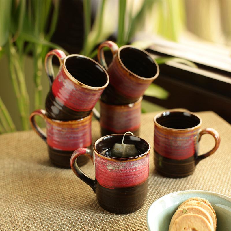 Buy Crimsa Ceramic Cup (180 ML) - Set Of Six Tea Cup & Saucer from Vaaree