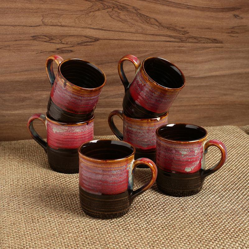 Buy Crimsa Ceramic Cup (180 ML) - Set Of Six Tea Cup & Saucer from Vaaree