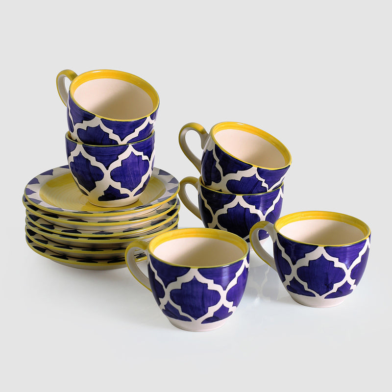 Buy Moroccan Dream Tea Cup & Saucer (150 ML) - Twelve Piece Set Tea Cup & Saucer from Vaaree