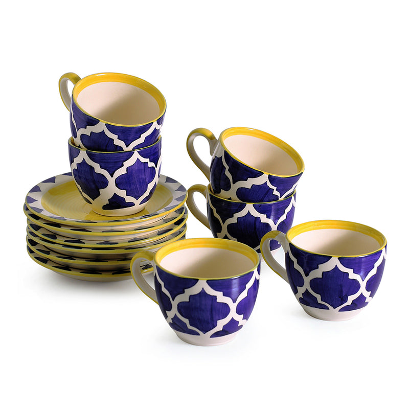 Buy Moroccan Dream Tea Cup & Saucer (150 ML) - Twelve Piece Set Tea Cup & Saucer from Vaaree