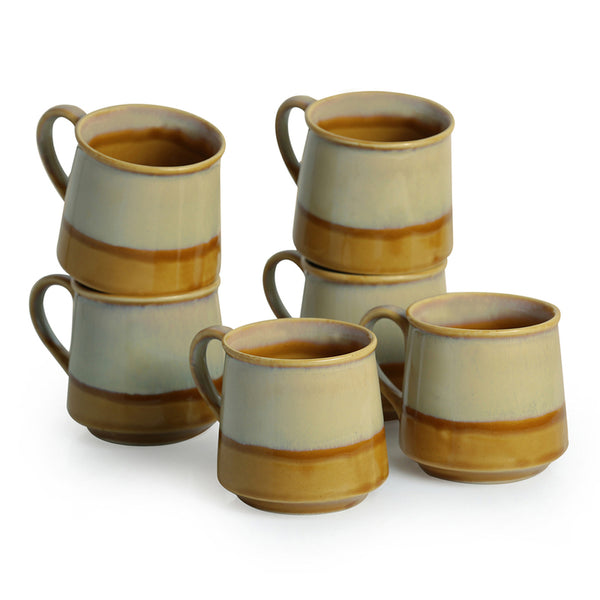 Buy Silva Dual Glazed Cup (210 ML) - Set Of Six Tea Cup & Saucer from Vaaree