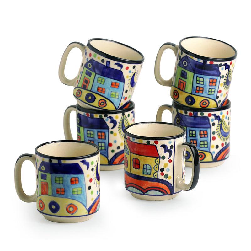 Buy Sweet Home Handpainted Cup (220 ML) - Set Of Six Tea Cup & Saucer from Vaaree