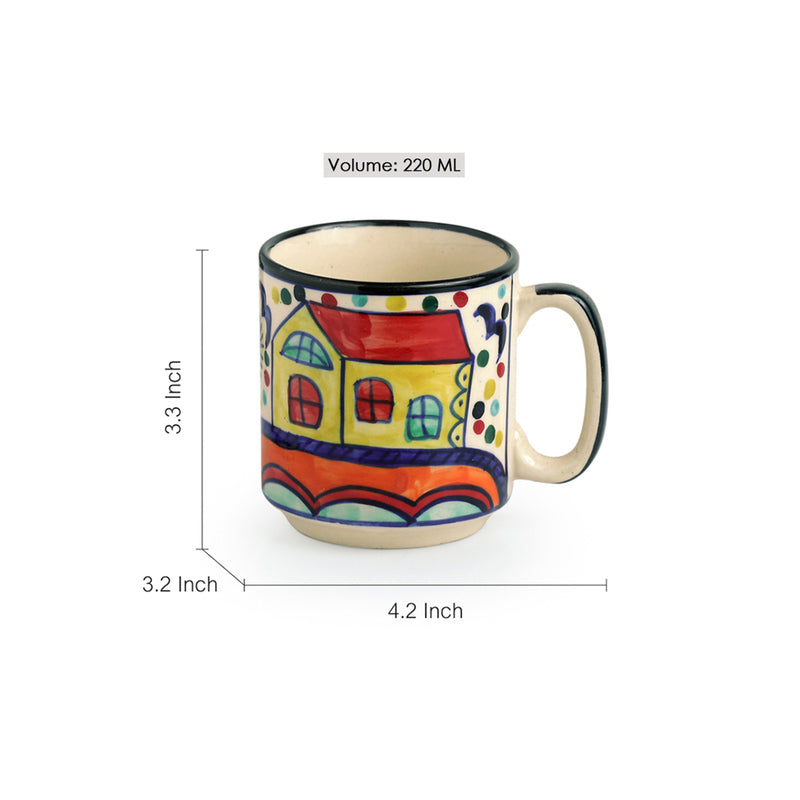 Buy Sweet Home Handpainted Cup (220 ML) - Set Of Six Tea Cup & Saucer from Vaaree