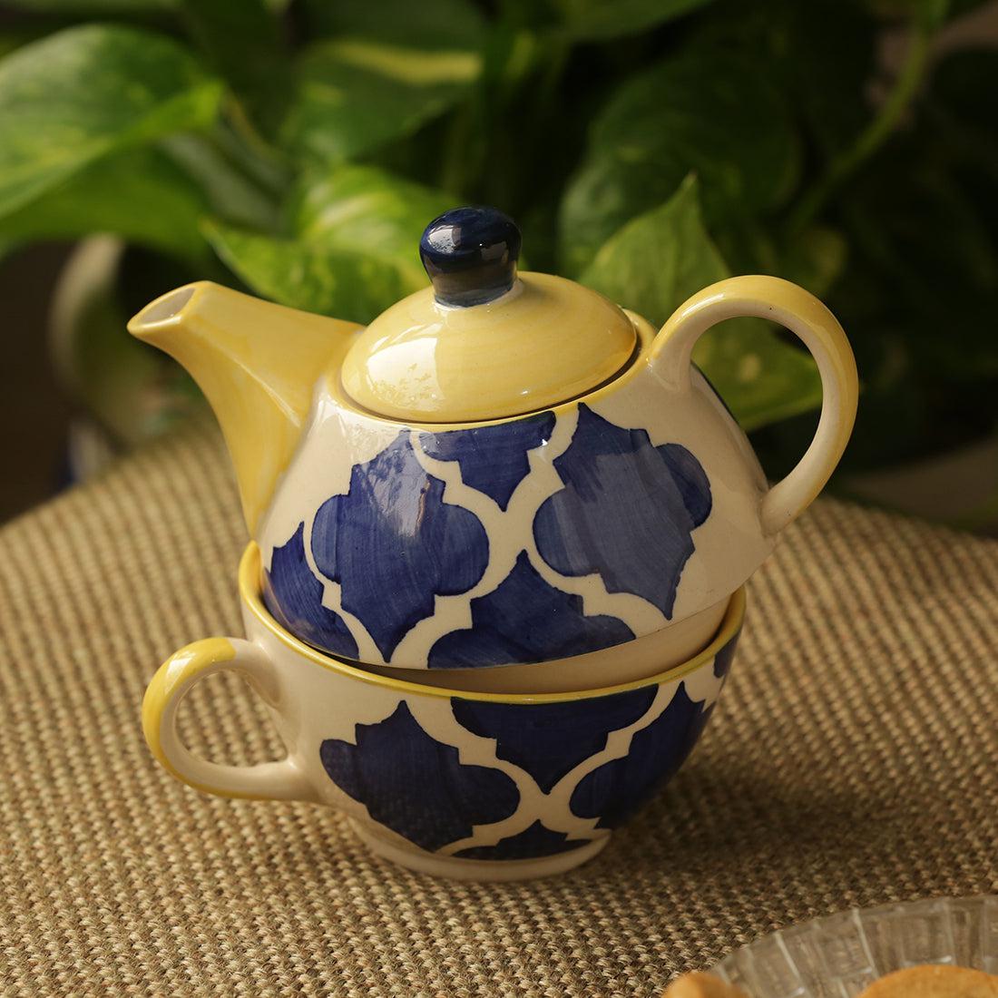 Buy Moroccan Mile Handpainted Tea Set - Two Piece Set Tea Cup & Saucer from Vaaree