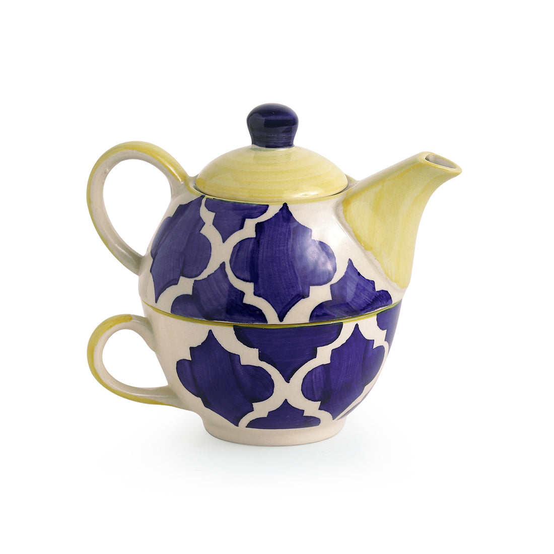 Buy Moroccan Mile Handpainted Tea Set - Two Piece Set Tea Cup & Saucer from Vaaree