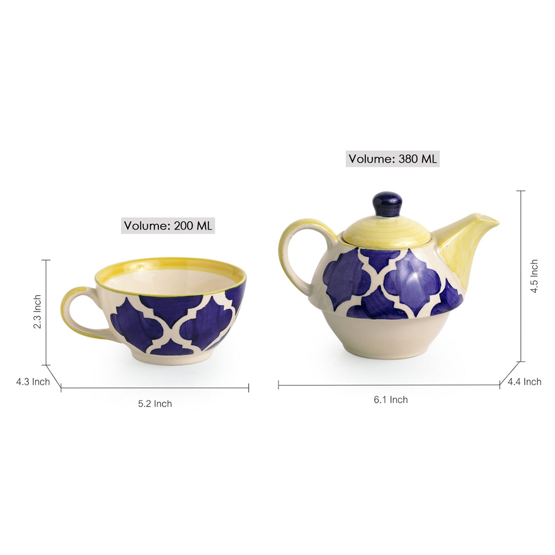 Buy Moroccan Mile Handpainted Tea Set - Two Piece Set Tea Cup & Saucer from Vaaree