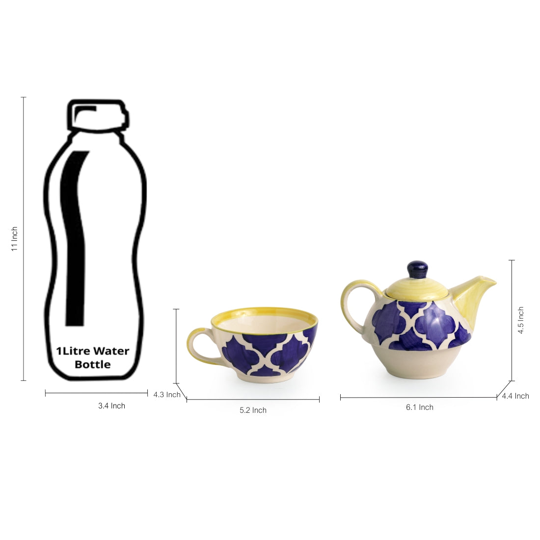 Buy Moroccan Mile Handpainted Tea Set - Two Piece Set Tea Cup & Saucer from Vaaree