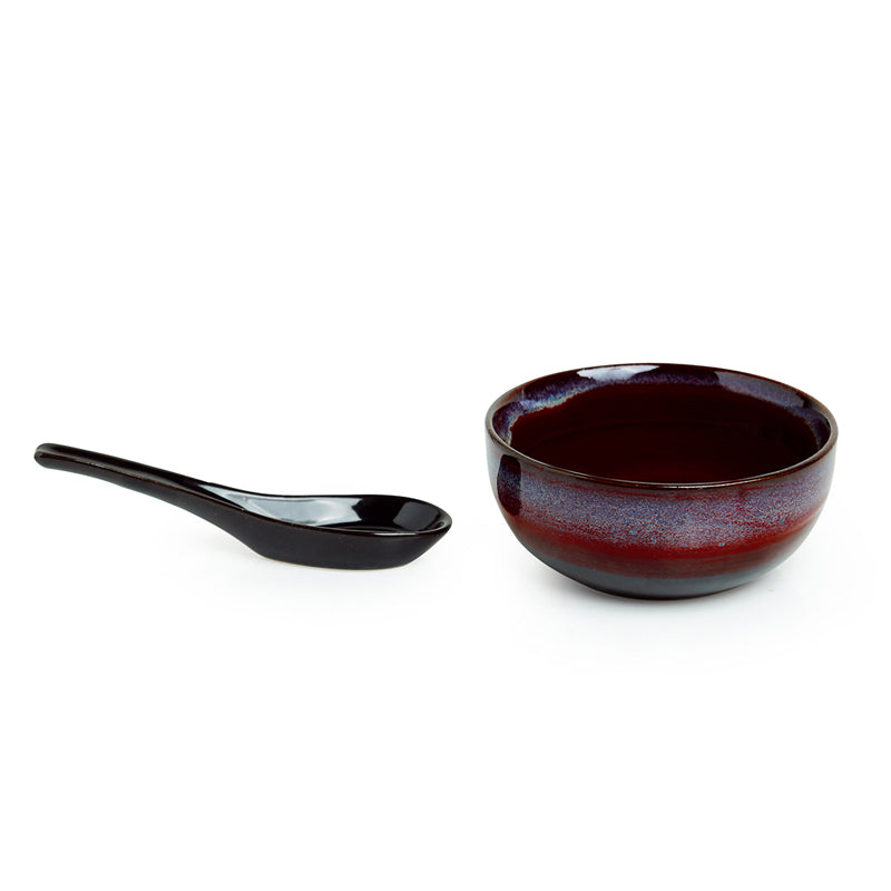 Buy Bilia Hand Glazed Soup Bowl With Spoon (430 ML) - Eight Piece Set Bowl from Vaaree